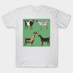 Nubian Goats Pattern Sage T-Shirt